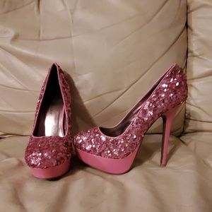 Pink Sequin Heels